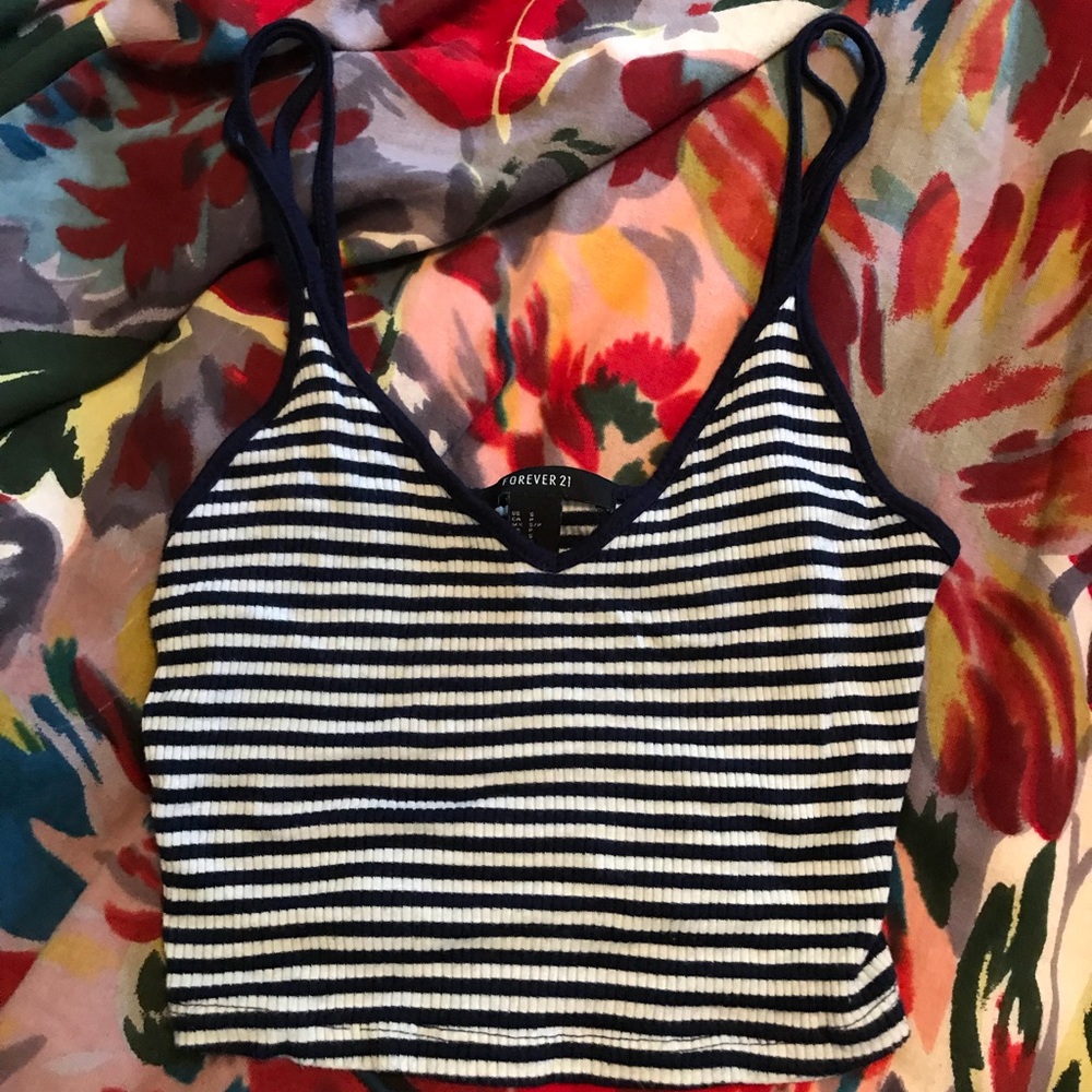 Navy/White striped Cropped Tank top